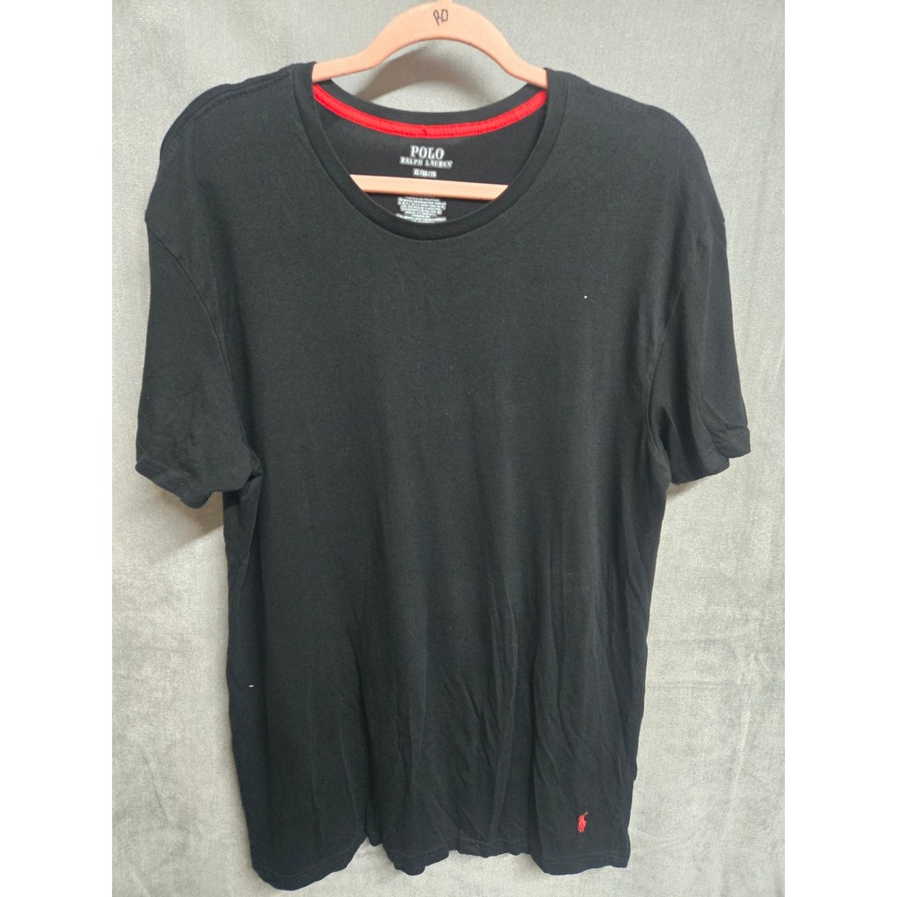 Polo Ralph Lauren Mens XL Black Crewneck T-Shirt Red Pony Logo Cotton Tee